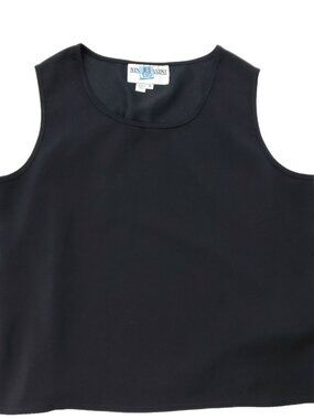 VINTAGE 90s Nina Massini Top Womens 14 Sleeveless Shirt Tank Black Polyester y2K